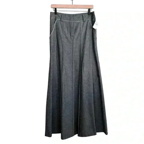 Express NWT 100% Wool Grey Full Length Pleated Skirt Size 6 - Picture 1 of 5